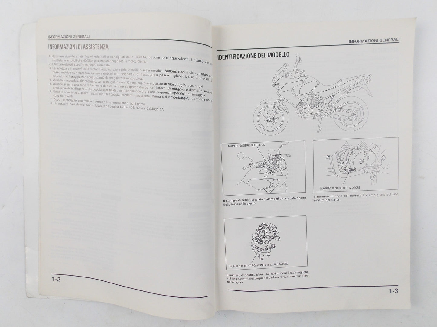 HONDA XL 125 V1 SERVICE MANUAL REPAIR BOOK ITALIAN - MotoRaider