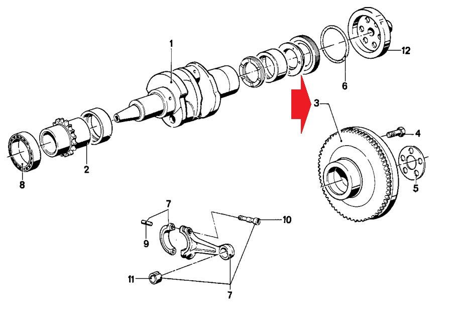 NOS OEM BMW 79-85 R 65 CRANKSHAFT CONNECTING ROD FLYWHEEL # 11221335975 - MotoRaider