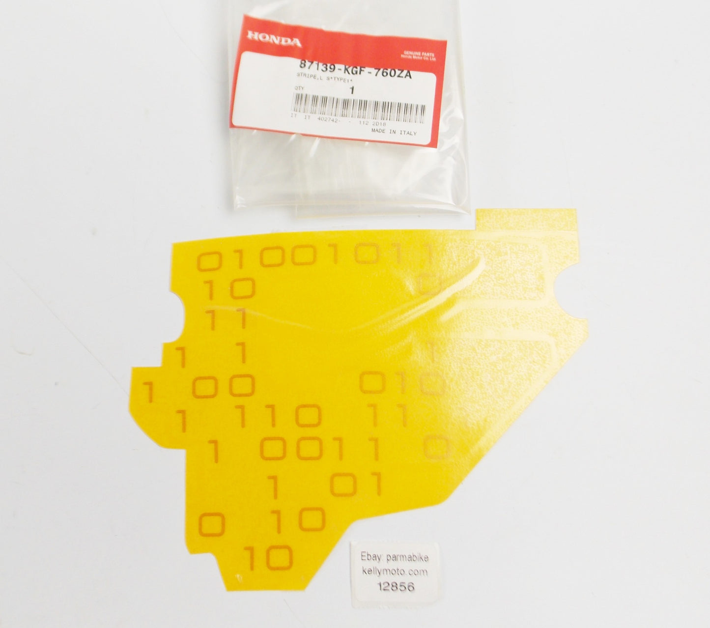 OEM HONDA 2000-02 NES125 MARK/STRIPE DECAL SIDE L. COVER TYPE1 87139-KGF-760ZA - MotoRaider