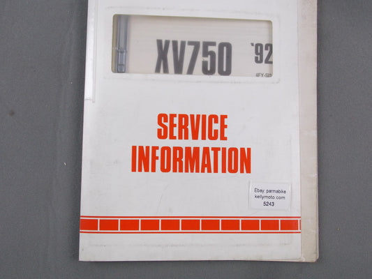 YAMAHA 1992 XV750 SERVICE INFORMATION MANUAL BOOK ITALIAN 4FY-SI1 - MotoRaider