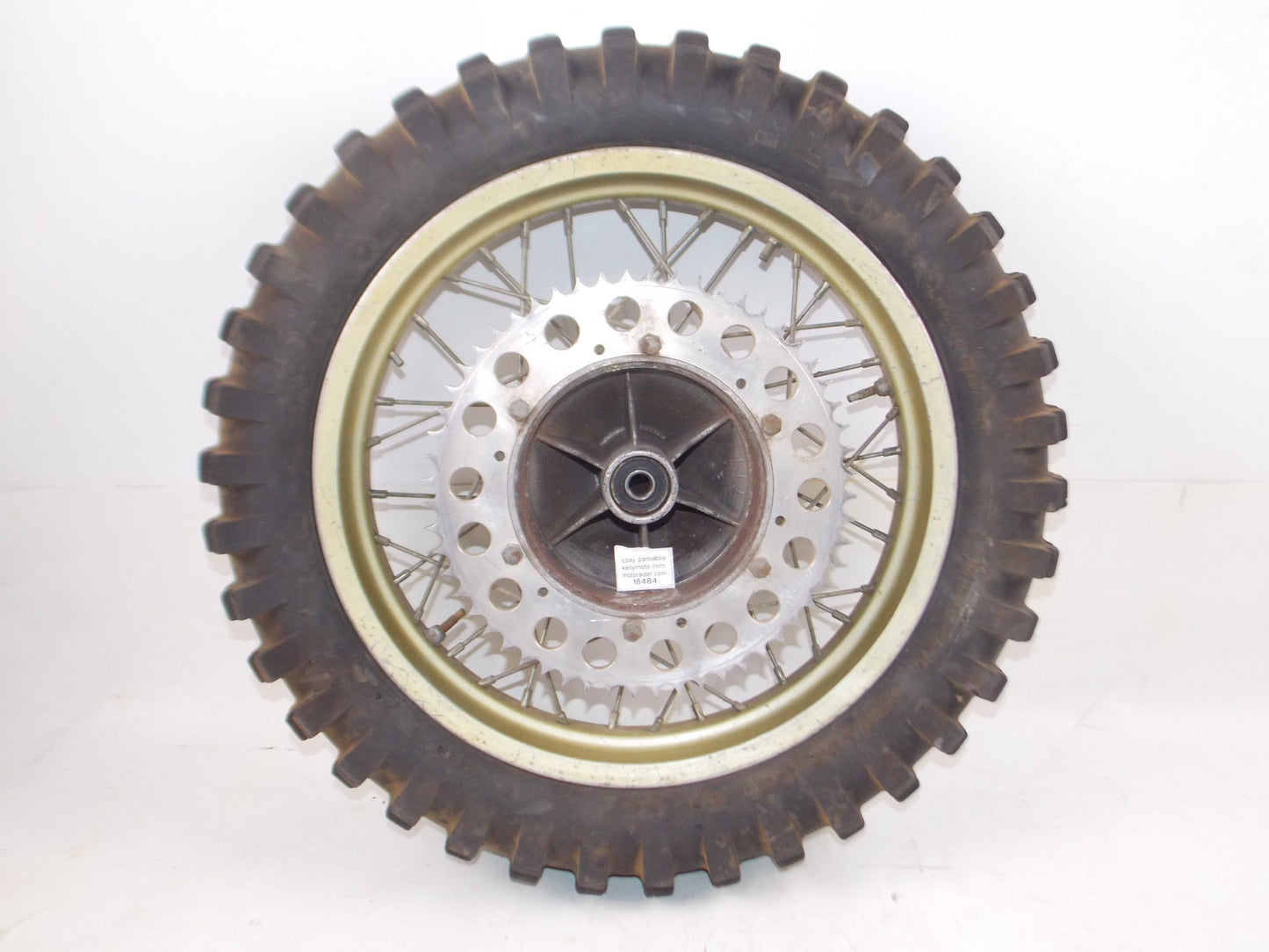 17" REAR WHEEL GOLD RIM HUB TIRE SPOKE SPROKET 1977-1978 HUSQVARNA VINTAGE CROSS - MotoRaider