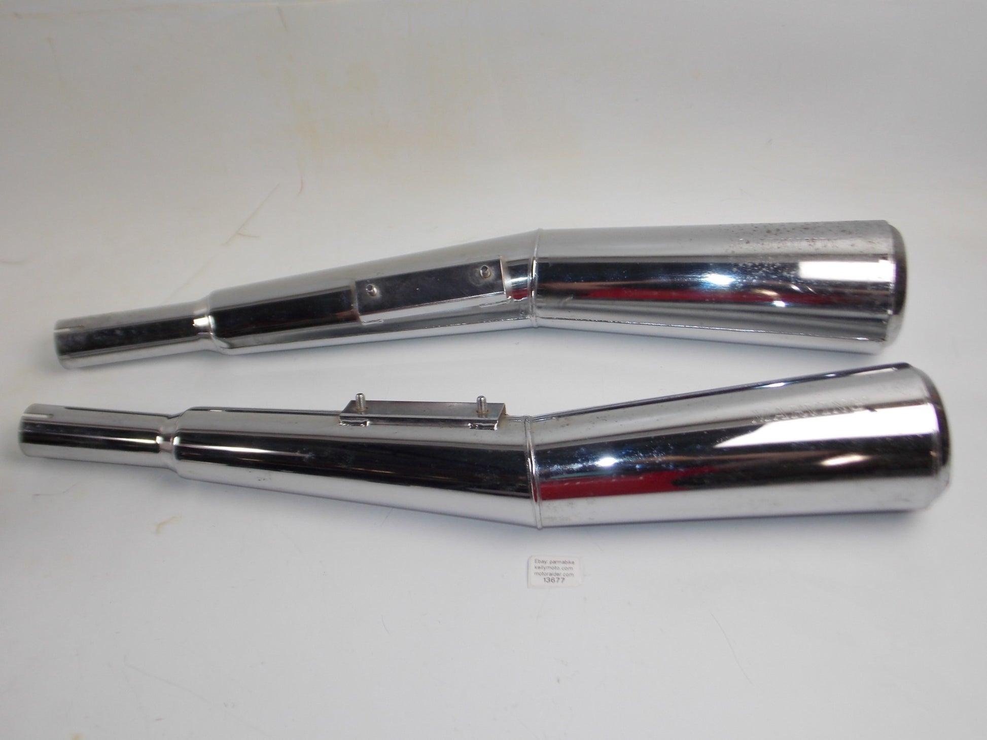 1980's MARVING H900 CHROME EXHAUST MUFFLER PIPES L=750mm INLET ID=42mm ITALY - MotoRaider