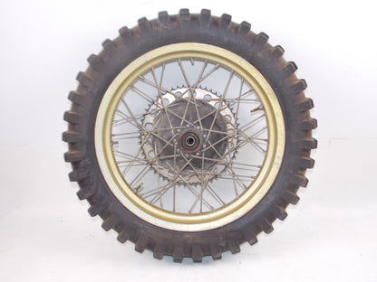 17" REAR WHEEL GOLD RIM HUB TIRE SPOKE SPROKET 1977-1978 HUSQVARNA VINTAGE CROSS - MotoRaider