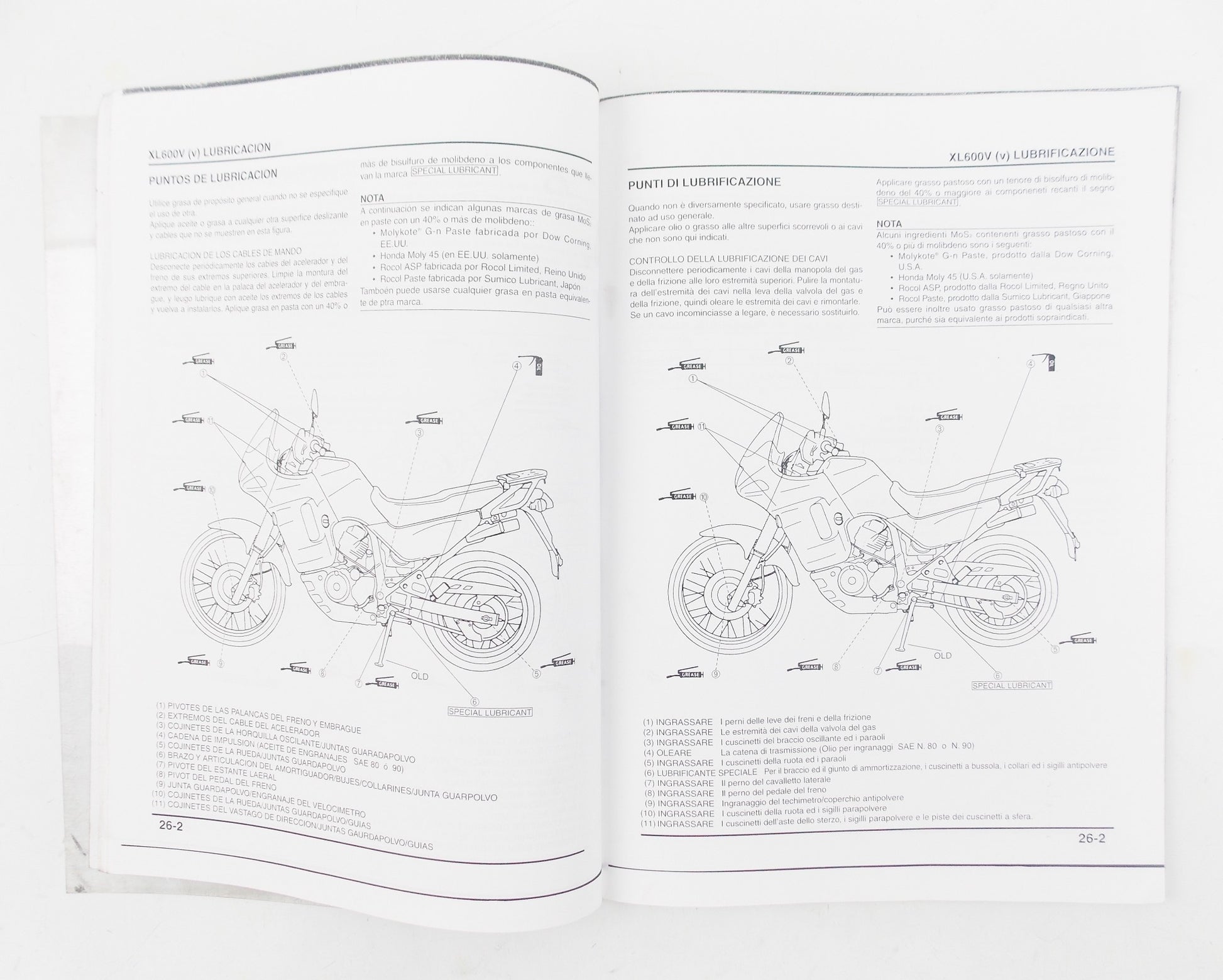 COPY HONDA XL 600V V WORKSHOP MANUAL REPAIR BOOK ENGLISH, SPANISH ITALIAN - MotoRaider