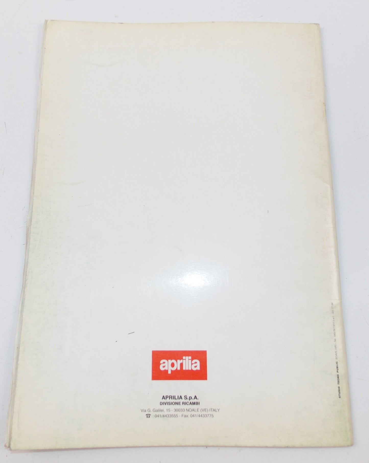 1994 APRILIA RX 125 SPARE PARTS CATALOG MANUAL BOOK 107 - MotoRaider