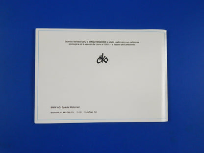 OEM BMW 1991 R80R 91 R100R 91 1993 R100R Mystik 94 USER MAINTENANCE MANUAL BOOK - MotoRaider