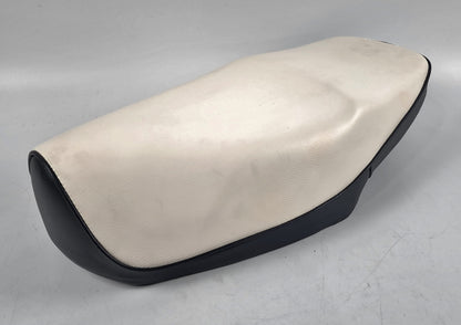 1980's OEM YAMAHA MBK SCOOTER BLACK/WHITE SEAT SADDLE L=22" W=11" BELGARDA ITALY - MotoRaider