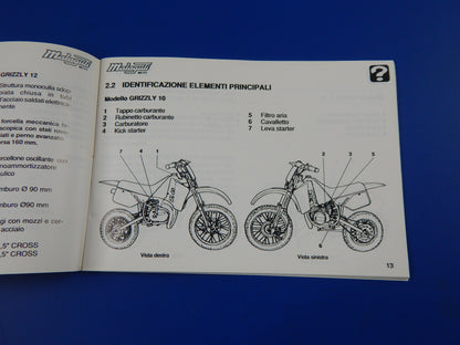 MALAGUTI GRIZZLY 10 12 OWNER MANUAL MAINTENANCE BOOK ITALIAN MINI MOTOCROSS - MotoRaider