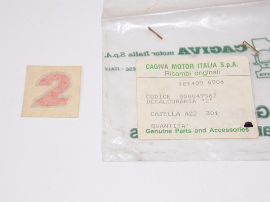 NOS OEM CAGIVA 1986 CAGIVA ELEFANT 2 125 GAS TANK STICKER DECAL "2" 800049567 - MotoRaider