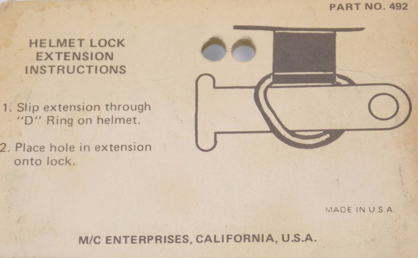 MC ENTERPRISES 2 HELMET STEEL LOCK EXTENSIONS 492 - MotoRaider