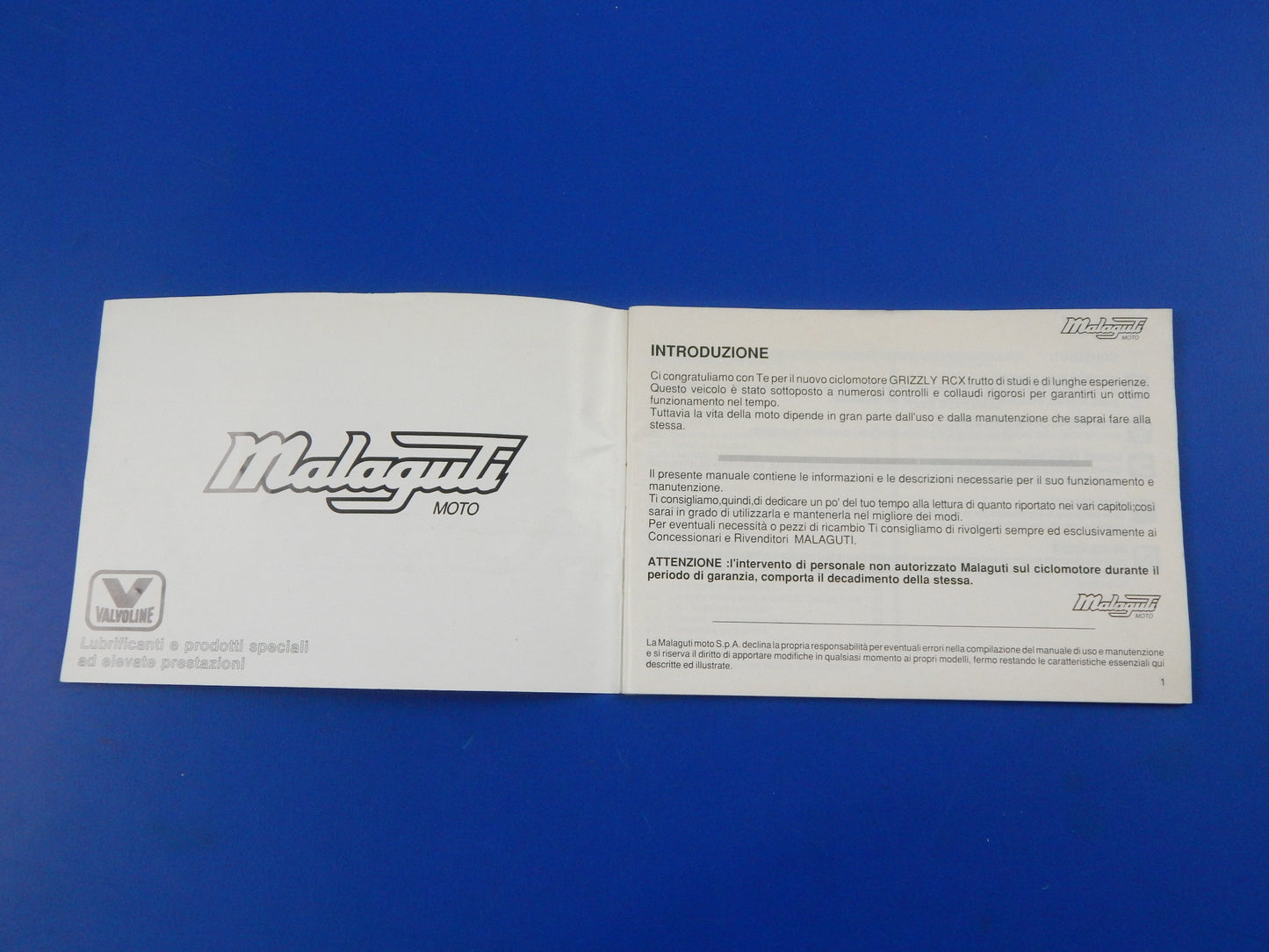 MALAGUTI GRIZZLY 10 12 4M OWNER MANUAL MAINTENANCE BOOK ITALIAN MINI MOTOCROSS - MotoRaider