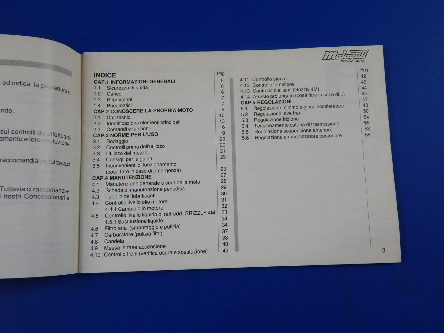 MALAGUTI GRIZZLY 10 12 4M OWNER MANUAL MAINTENANCE BOOK ITALIAN MINI MOTOCROSS - MotoRaider