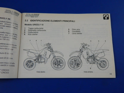 MALAGUTI GRIZZLY 10 12 4M OWNER MANUAL MAINTENANCE BOOK ITALIAN MINI MOTOCROSS - MotoRaider