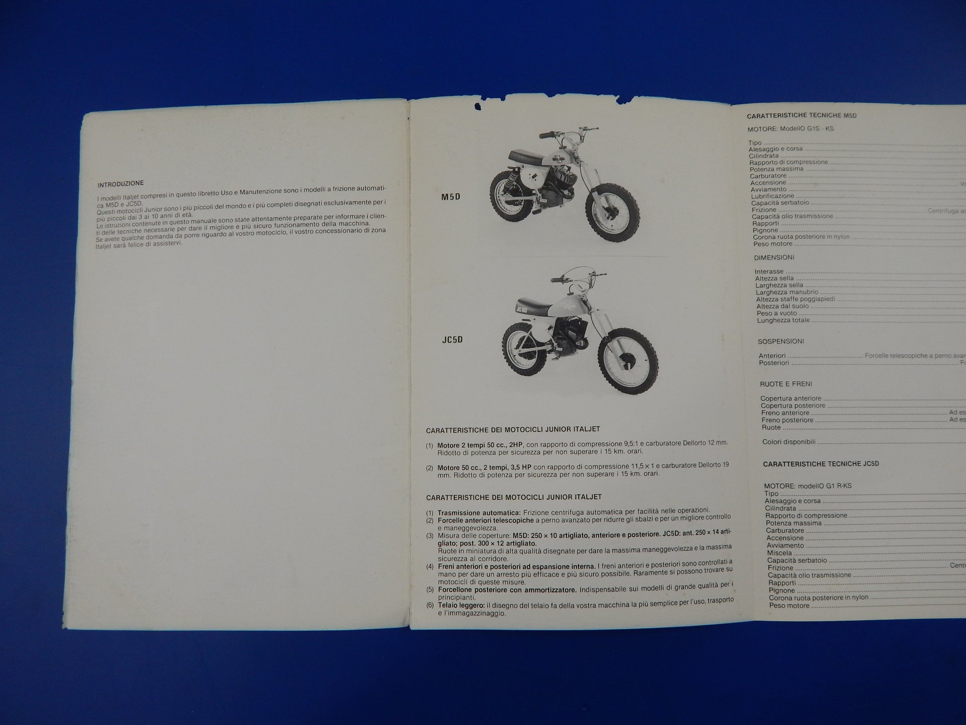 1980's ITALJET JC5D M5D OWNER MANUAL BOOKLET BROCHURE ITALIAN MINI 50cc MOTOCROS - MotoRaider