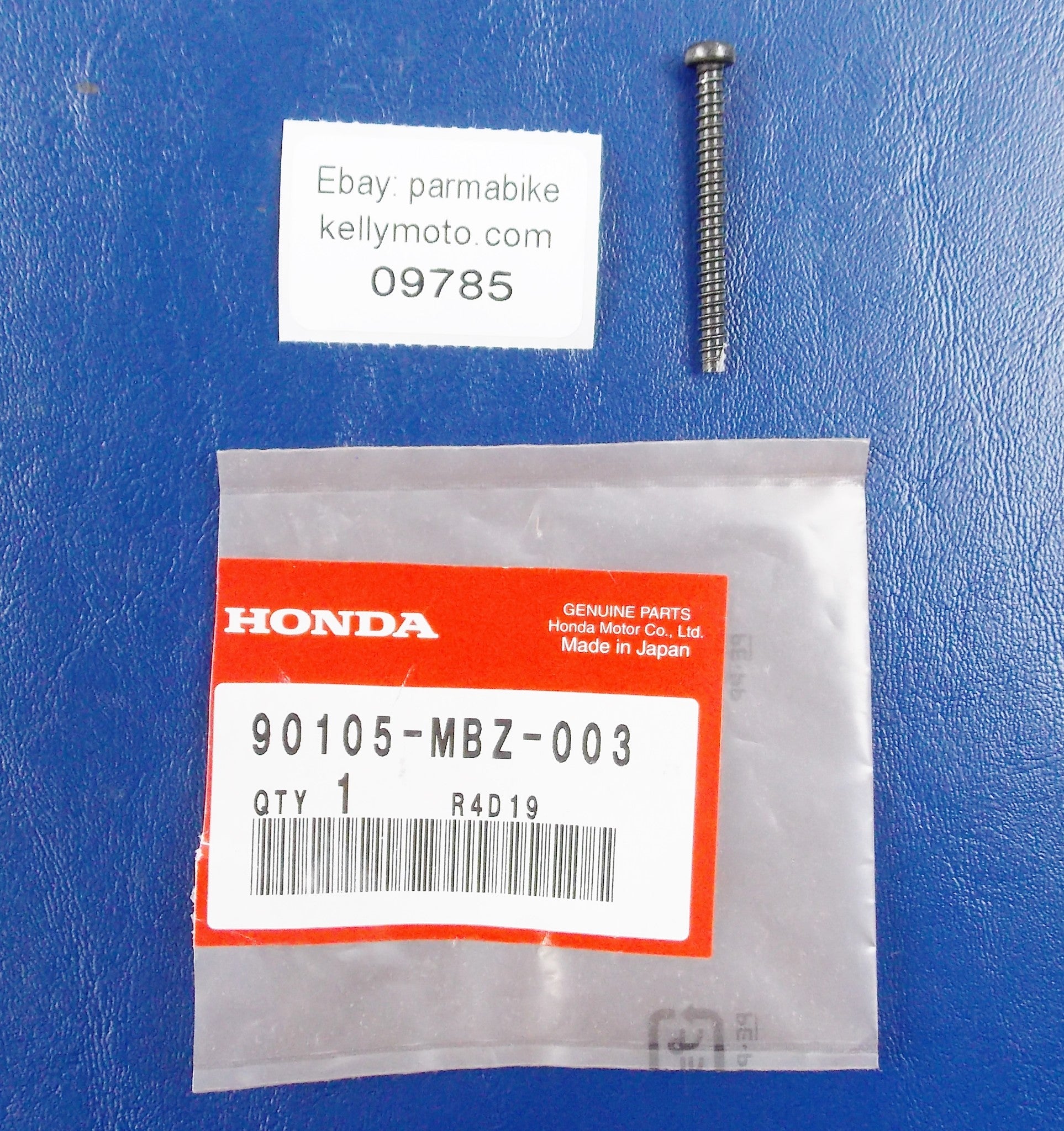 NOS OEM 1998-2001 HONDA CB600 TAPPING SCREW 4X40  90105-MBZ-003 - MotoRaider