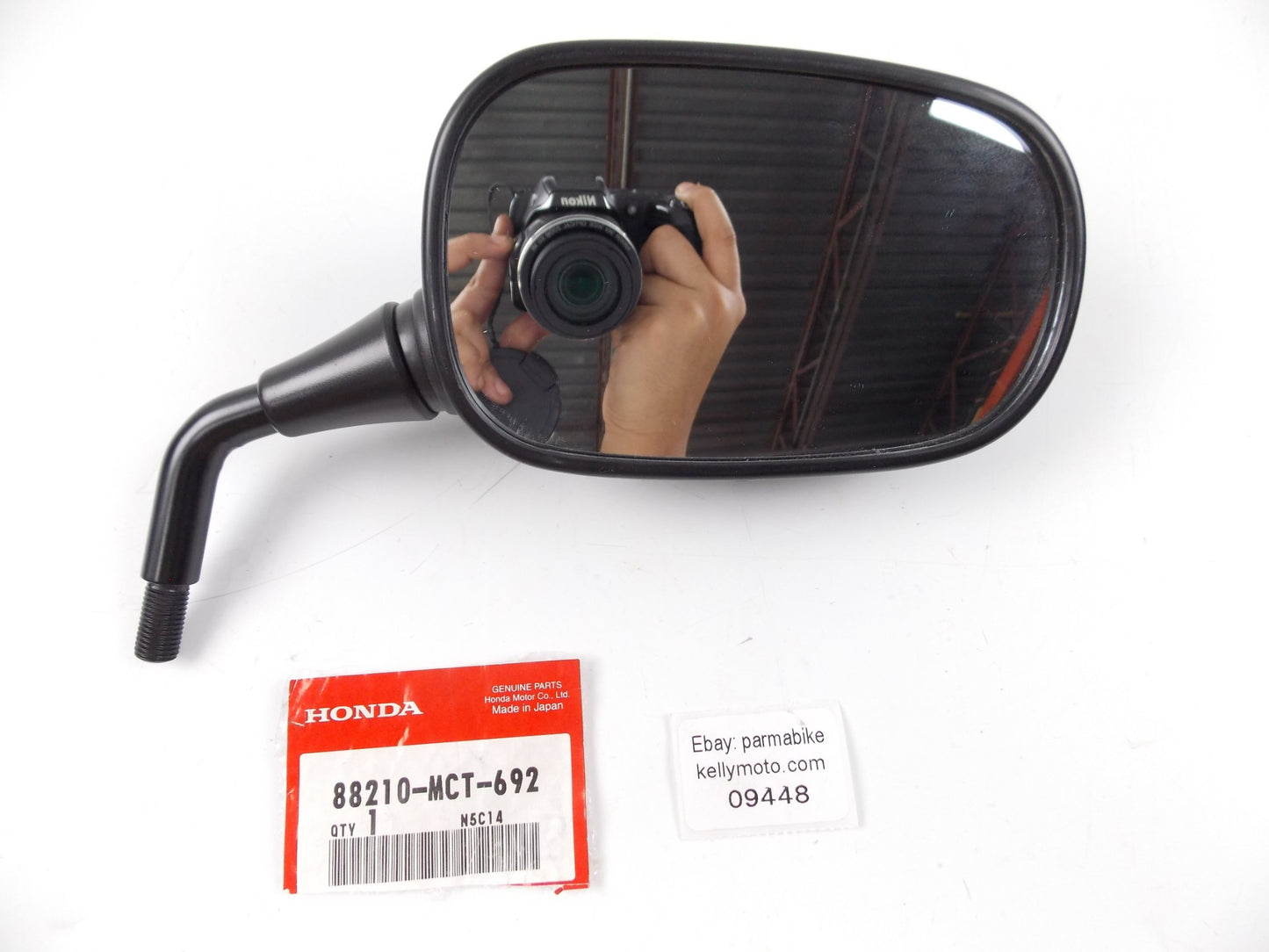 NOS OEM HONDA 2002 | 2006 | 2007 FJS600 2008 RH MIRROR COMPLETE 88210-MCT-692 - MotoRaider