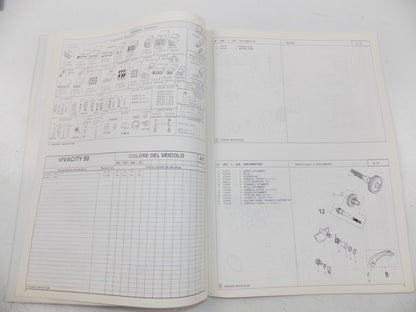 12/1998 SPARE PARTS CATALOG BOOK MANUAL PEUGEOT SCOOTER GAMMA VIVA 50 ITALIAN - MotoRaider