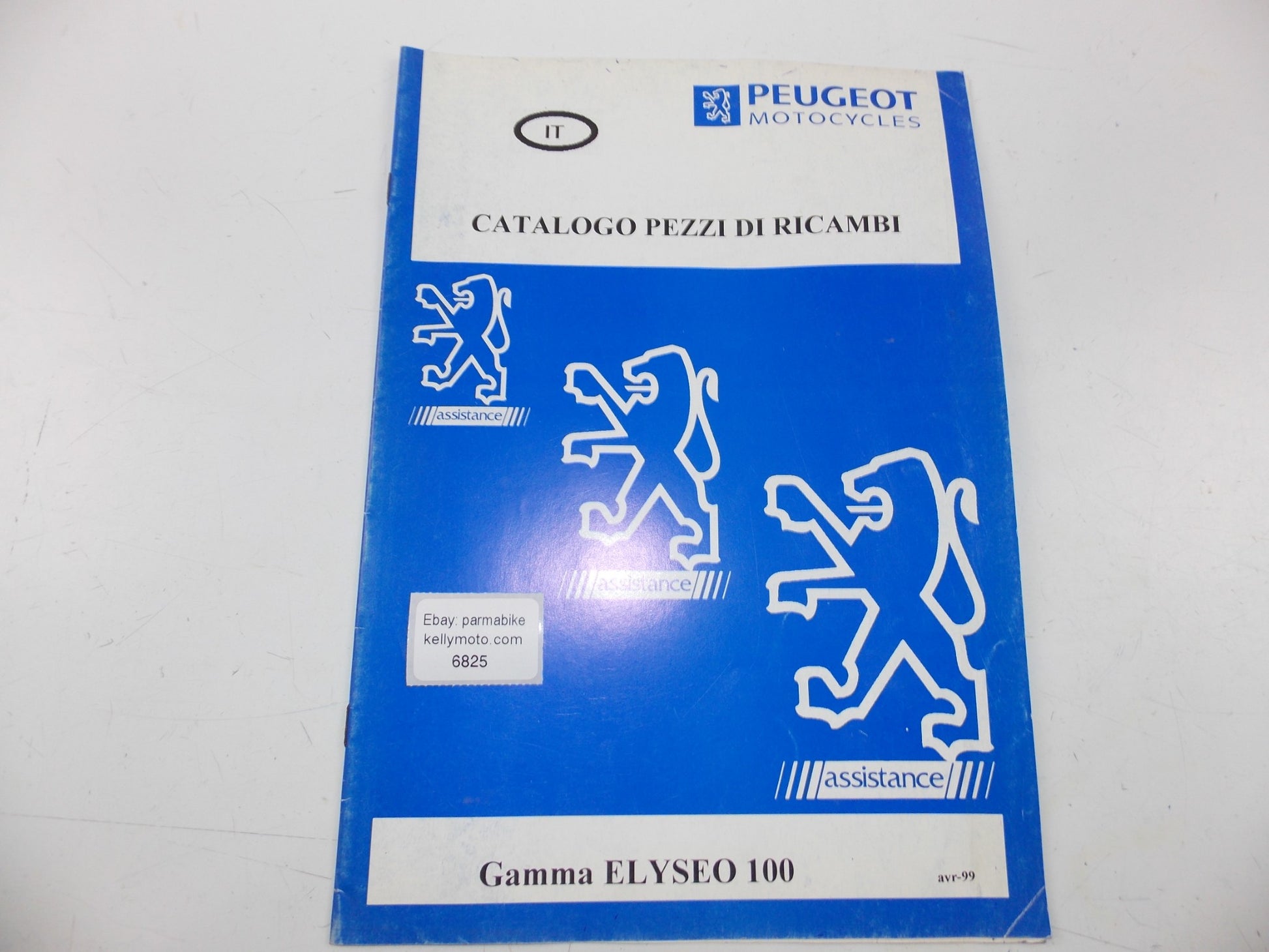 04/1999 SPARE PARTS CATALOG BOOK MANUAL PEUGEOT SCOOTER GAMMA ELYSEO 100 ITALIAN - MotoRaider