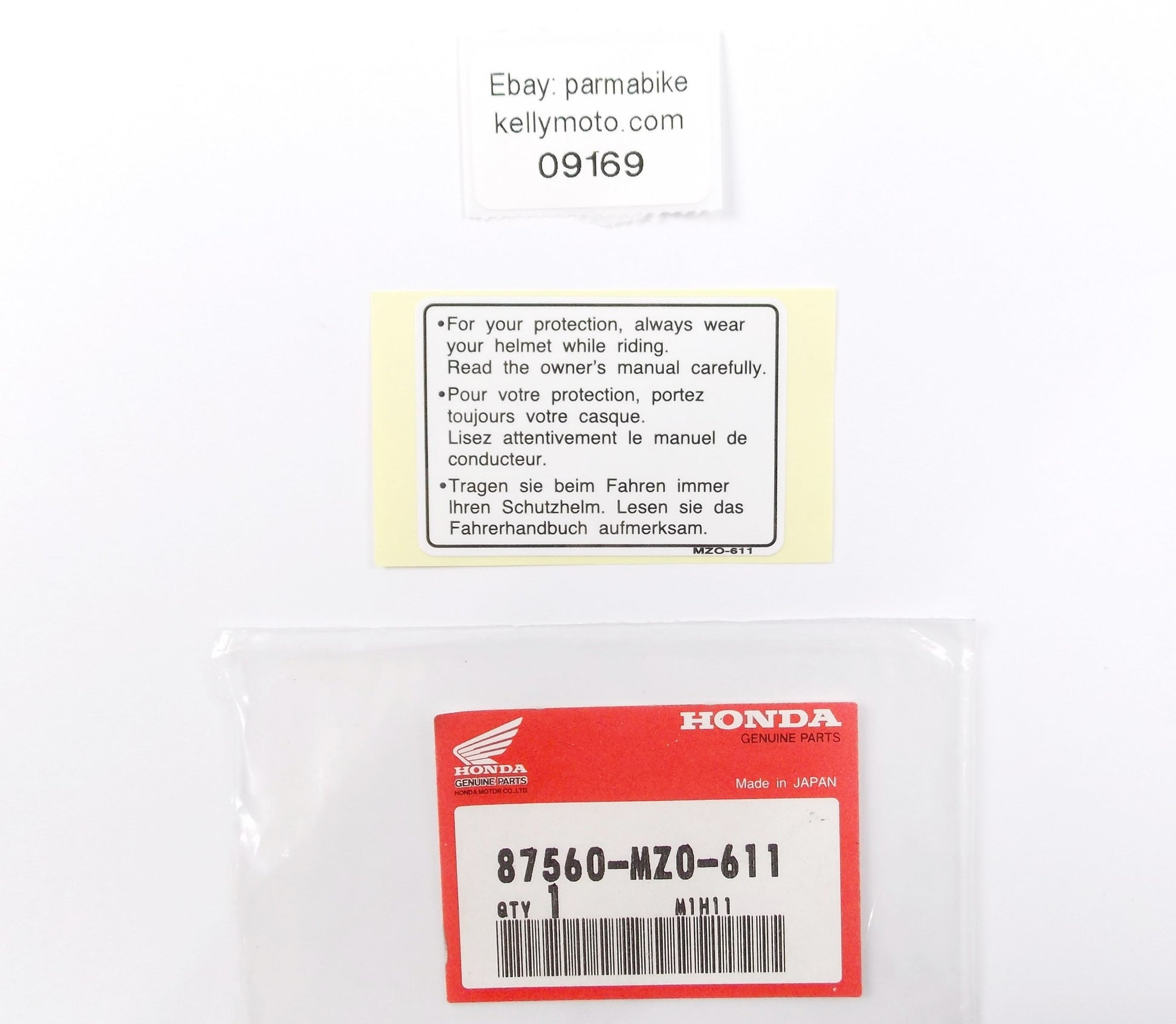 NOS OEM 1990's 2000's HONDA ANY MODEL DRIVE WARNING LABEL 87560-MZ0-611 - MotoRaider