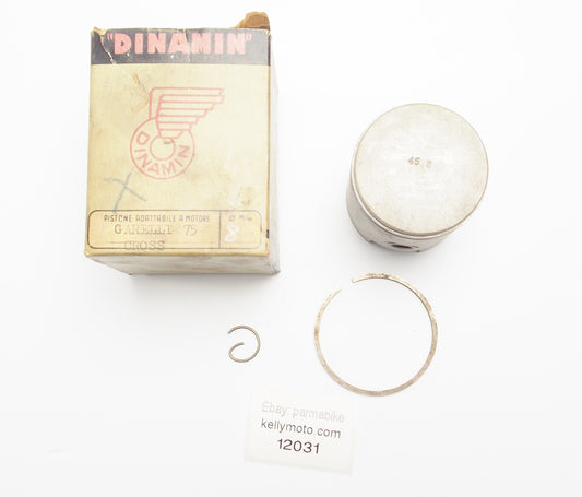 NOS DINAMIN PISTON+PIN+CLIP DIAMETER 45.8 mm GARELLI 75 cc CROSS VINTAGE MOPED - MotoRaider