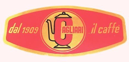 CAGLIARI CAFFE DAL 1909 COFFEE STICKER DECAL MARK GOLD RED MOKA ITALY 4.5"x9.5" - MotoRaider