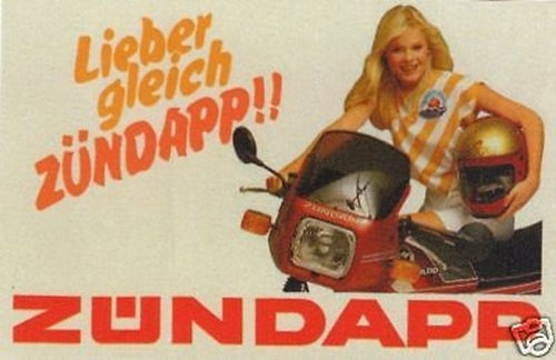 1970's Vintage LIEBER GLEICH ZUNDAPP Sticker Ahrma Zuendapp GC KS MC Decal Mark - MotoRaider