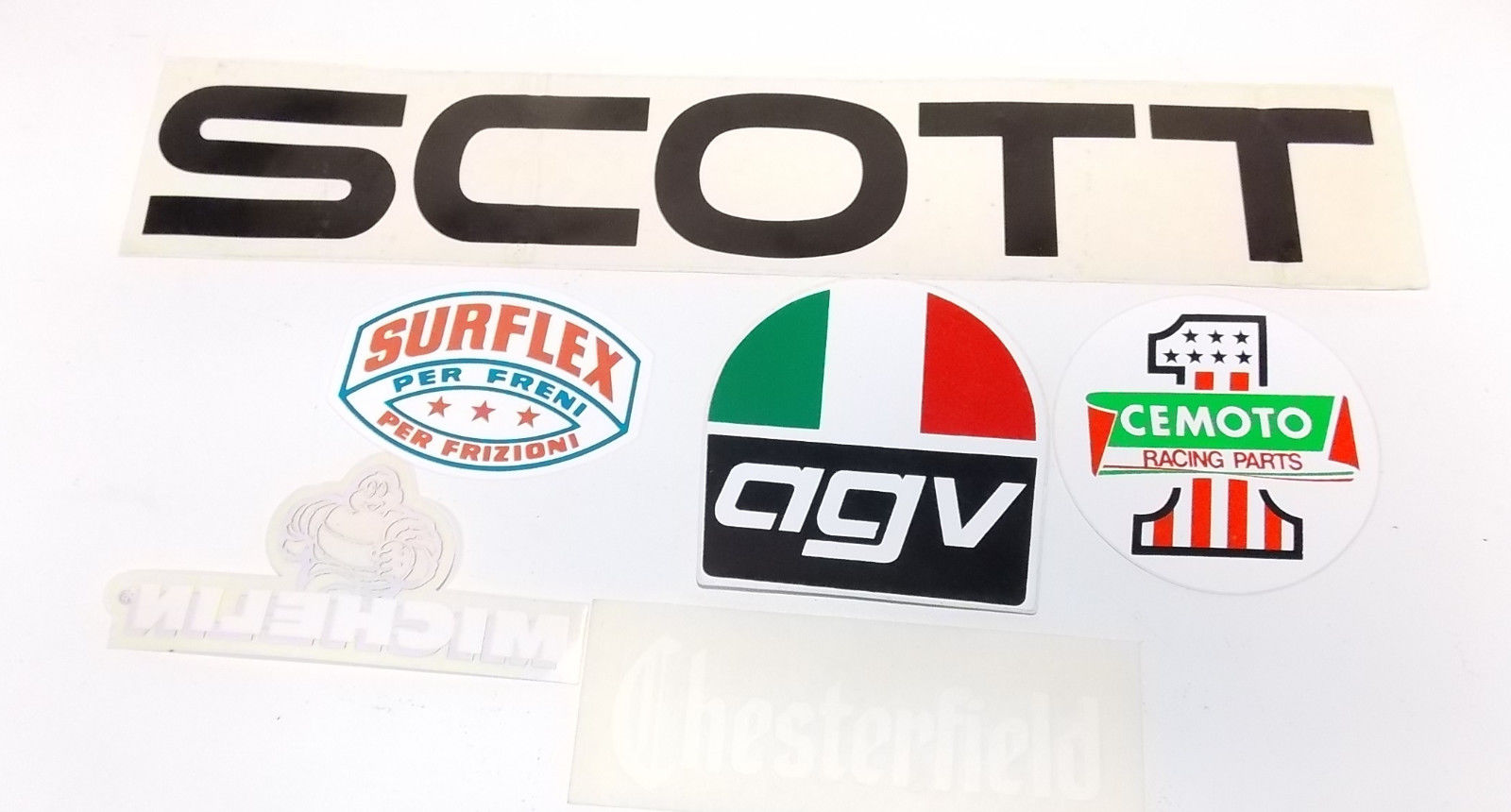 1980'S VINATGE DECALS STICKERS MARKS SCOTT SUREFLEX CEMOTO MICHELIN #2 - MotoRaider