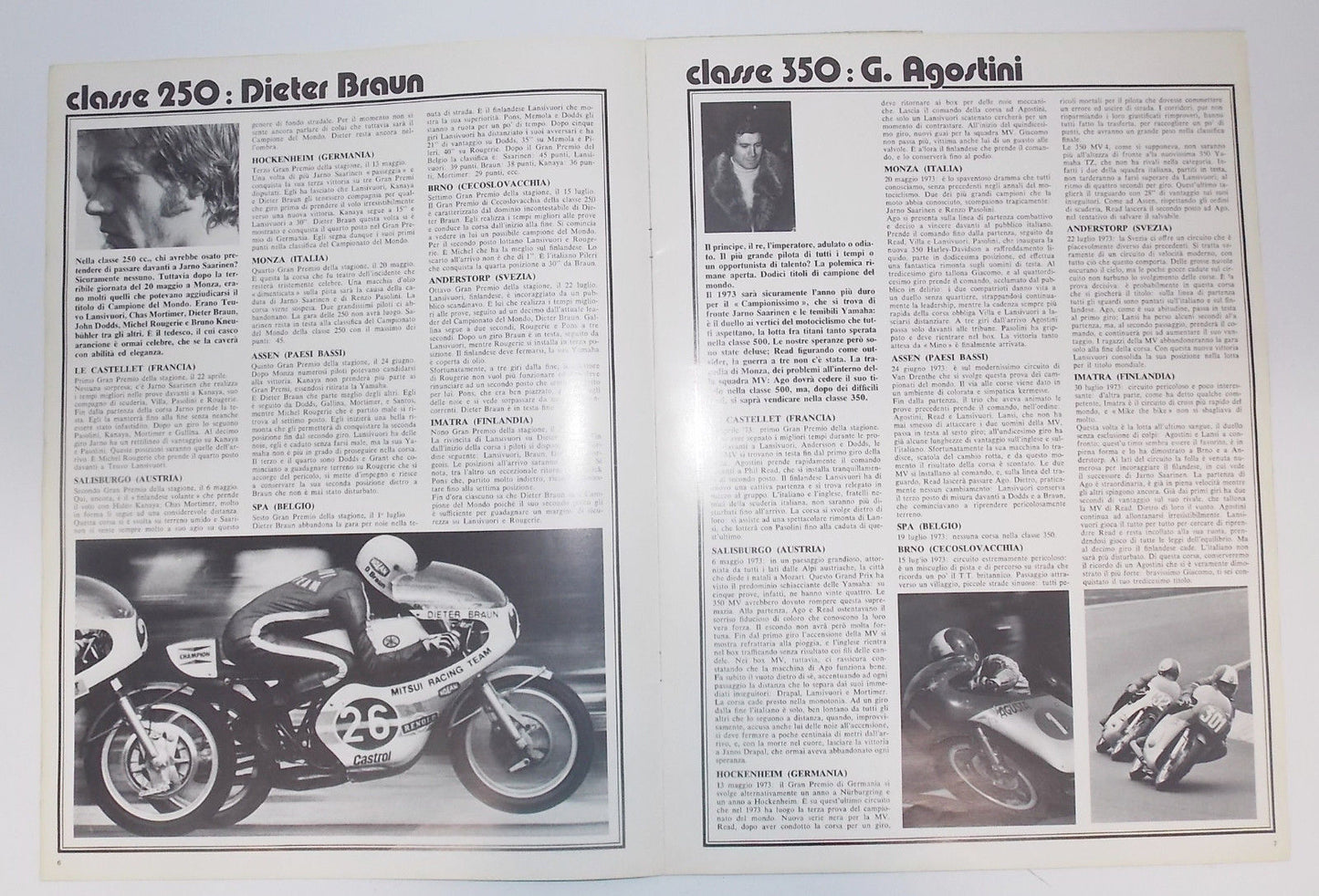 1973 KASCO ITALIAN MAGAZINE AGOSTINI ANDERSSON DE COSTER WITH POSTER STICKERS GP - MotoRaider