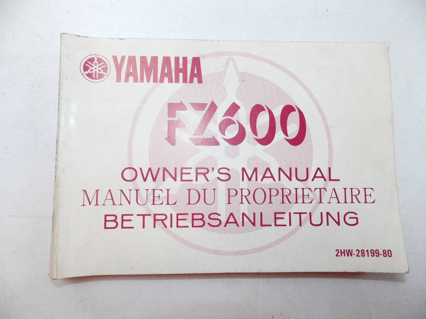 NEW YAMAHA 1986 OWNER'S MANUAL FZ600 ENGLISH FRENCH GERMAN  2HW-28199-80 - MotoRaider