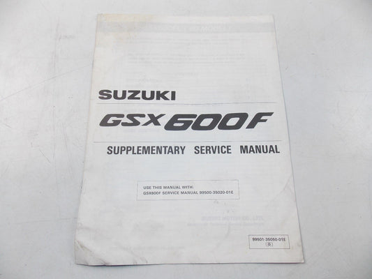 NEW SUZUKI 1989 SUPPLEMENT SERVICE MANUAL GSX600F ENGLISH 99501-35050-01E - MotoRaider