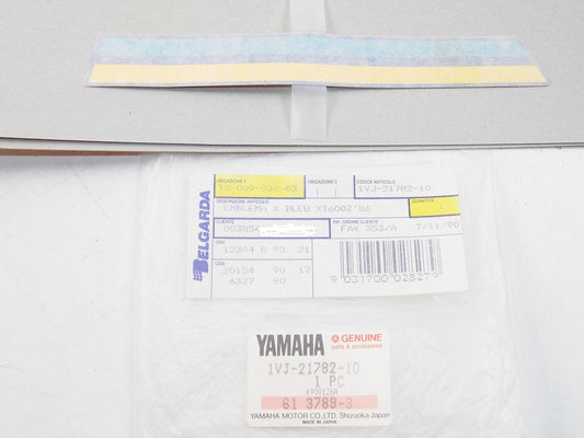 NOS OEM YAMAHA 1986 1987 1988 XT600 XT500 BLUE STICKER DECAL MARK 1VJ-21782-10 - MotoRaider