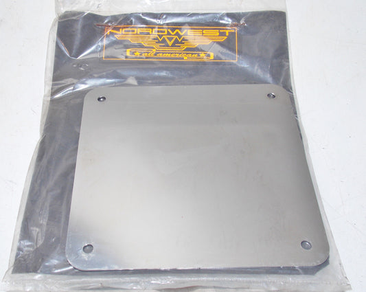 NOS STAINLESS STEEL PLATE 6"3/4 x 6"7/8 LICENSE HARLEY SUZUKI HONDA CAFE CUSTOM - MotoRaider