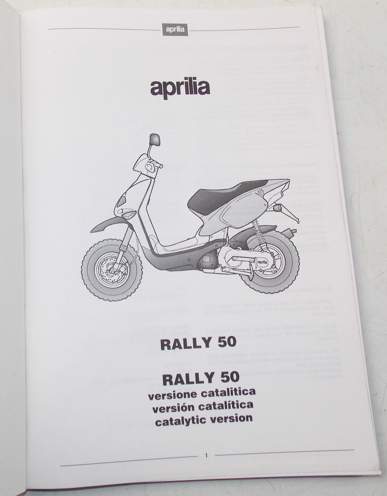 1990'S APRILIA RALLY 50 SERVICE REPAIR MANUAL BOOK 923 ENGLISH ITALIAN SPANISH - MotoRaider