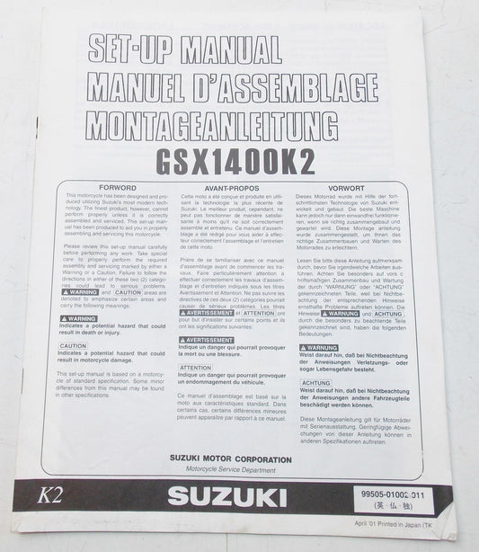 USED SUZUKI 2001 SET UP MANUAL GSX1400K2    99055-01002-011 - MotoRaider