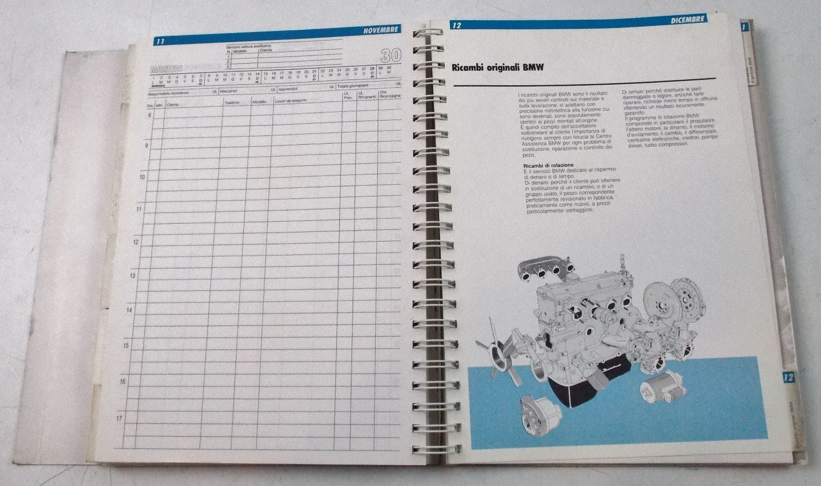 1993 BMW DEALER SERVICE DEPARTMENT APPOINTMENT BOOK K1 K100 R80 GS R100 GS1000 - MotoRaider