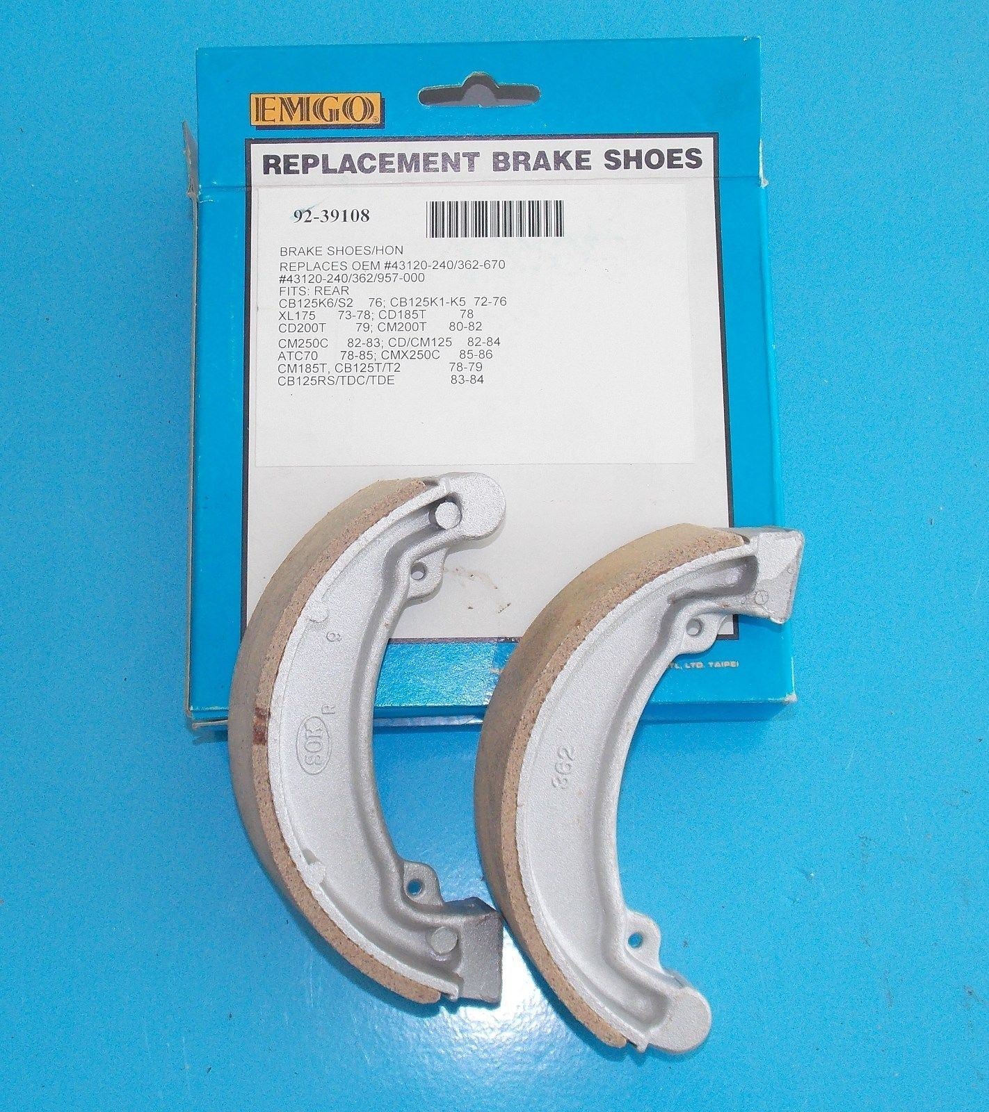 NOS EMCO BRAKE SHOES 92-39170 FITS HONDA XL125/250 CH250 CR250  1979-1987 - MotoRaider