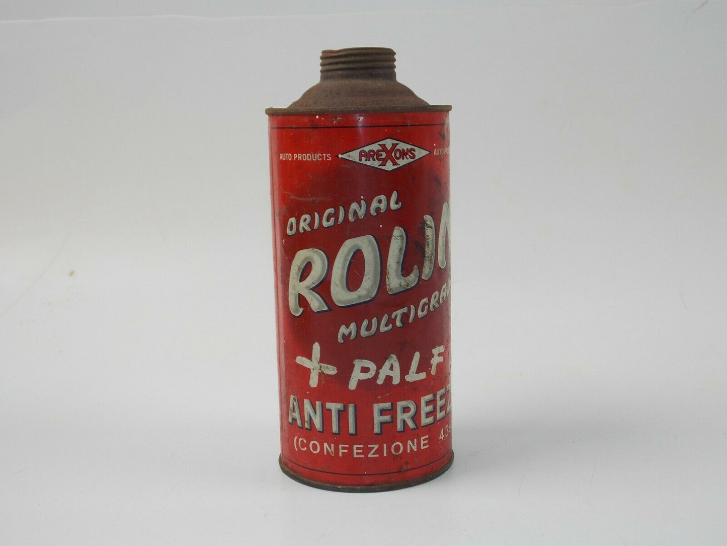 1960's AREXONS ROLIN ANTIFREEZE CAN TIN ITALIAN FERRARI LANCIA ALFA PORSCHE FIAT - MotoRaider