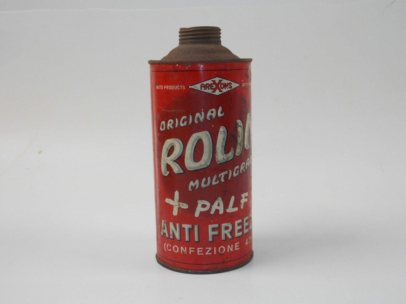 1960's AREXONS ROLIN ANTIFREEZE CAN TIN ITALIAN FERRARI LANCIA ALFA PORSCHE FIAT - MotoRaider