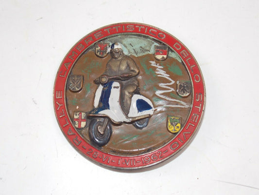 1962 LAMBRETTA STELVIO RALLY EMBLEM BADGE BERTONI MILANO INNOCENTI SCOOTER ITALY - MotoRaider