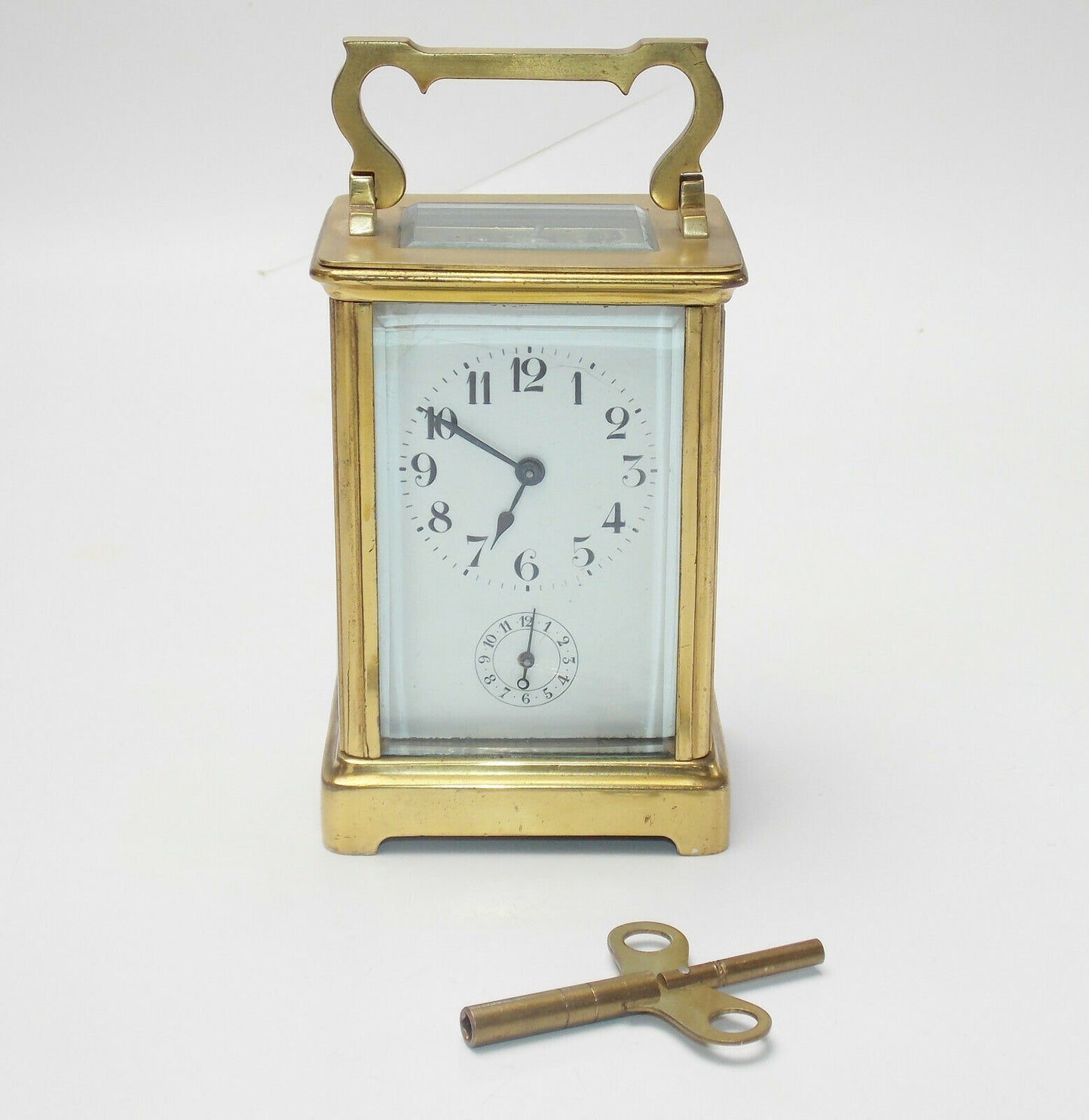 1800's OFFICER FIELD ALARM TRAVEL CLOCK 8 DAYS BRASS HEIGHT 5" ANTIQUE - MotoRaider