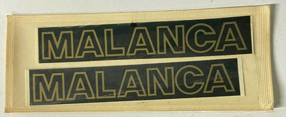 2 MALANCA DECAL STICKER MARK 30x170mm MOPED MOTORCYCLE BLACK GOLD VINTAGE ITALY - MotoRaider