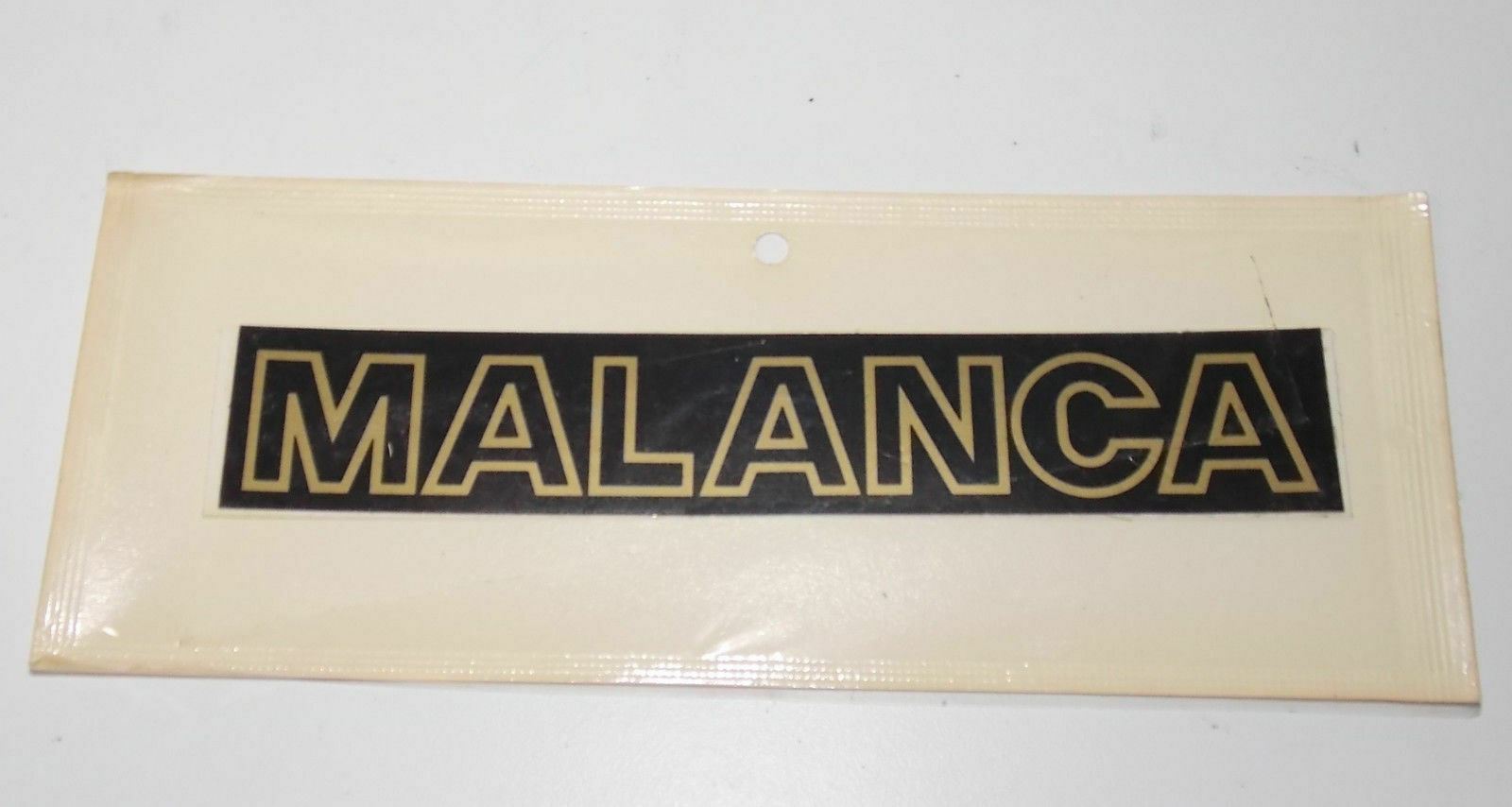 2 MALANCA DECAL STICKER MARK 30x170mm MOPED MOTORCYCLE BLACK GOLD VINTAGE ITALY - MotoRaider