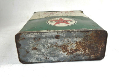 1960's CALTEX MOTOR OIL CAN CONTAINER 1 GAL TIN 11.5x9x3.5" ITALIAN FERRARI FIAT - MotoRaider