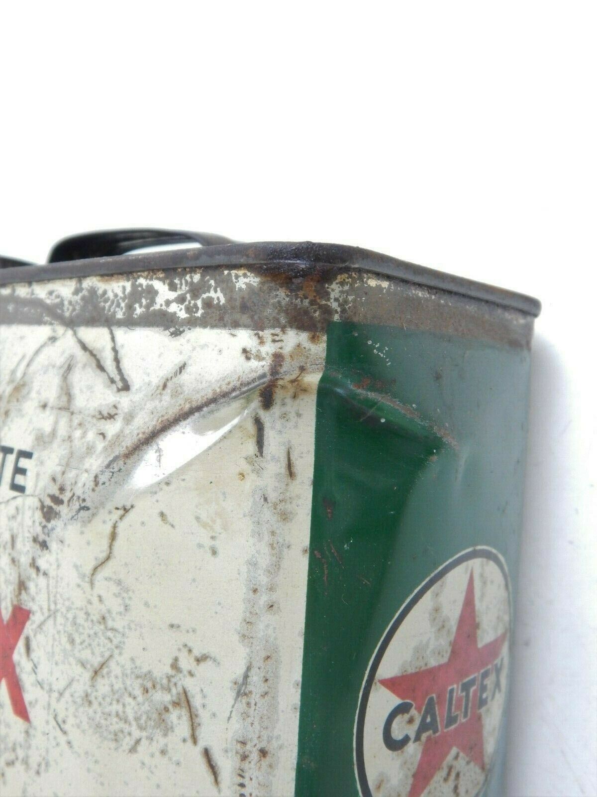 1960's CALTEX MOTOR OIL CAN CONTAINER 1 GAL TIN 11.5x9x3.5" ITALIAN FERRARI FIAT - MotoRaider