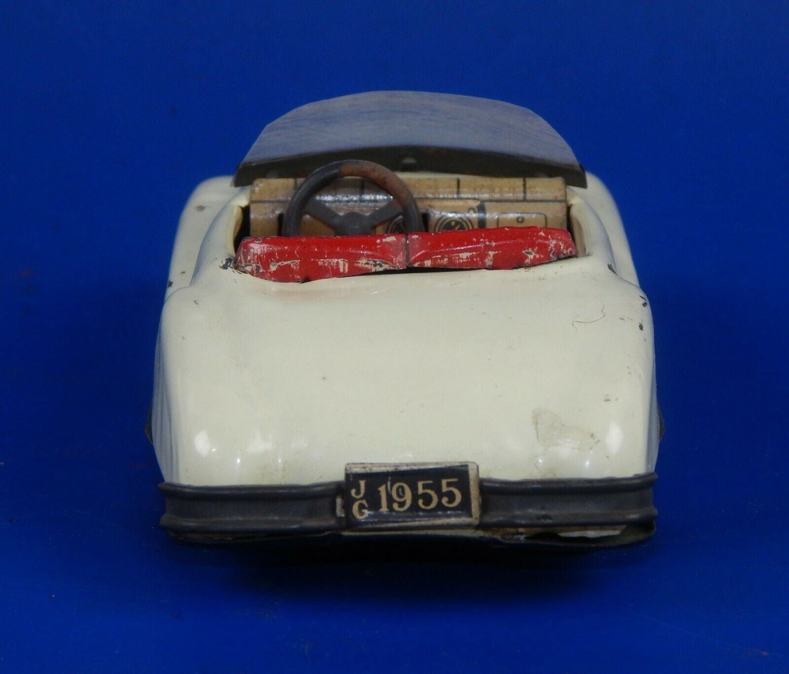 1955 JAGUAR XK 120 140 FRICTION CAR CB & MARK JAPAN WHITE TIN TOY L=6" VINTAGE - MotoRaider