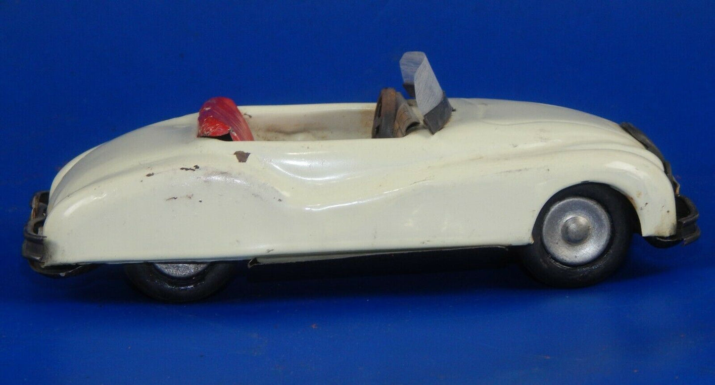 1955 JAGUAR XK 120 140 FRICTION CAR CB & MARK JAPAN WHITE TIN TOY L=6" VINTAGE - MotoRaider