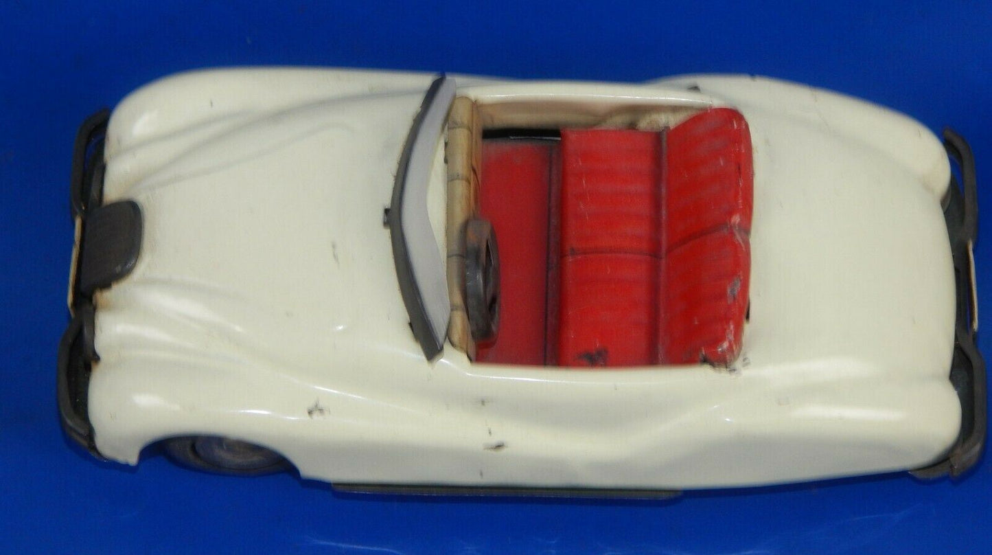 1955 JAGUAR XK 120 140 FRICTION CAR CB & MARK JAPAN WHITE TIN TOY L=6" VINTAGE - MotoRaider