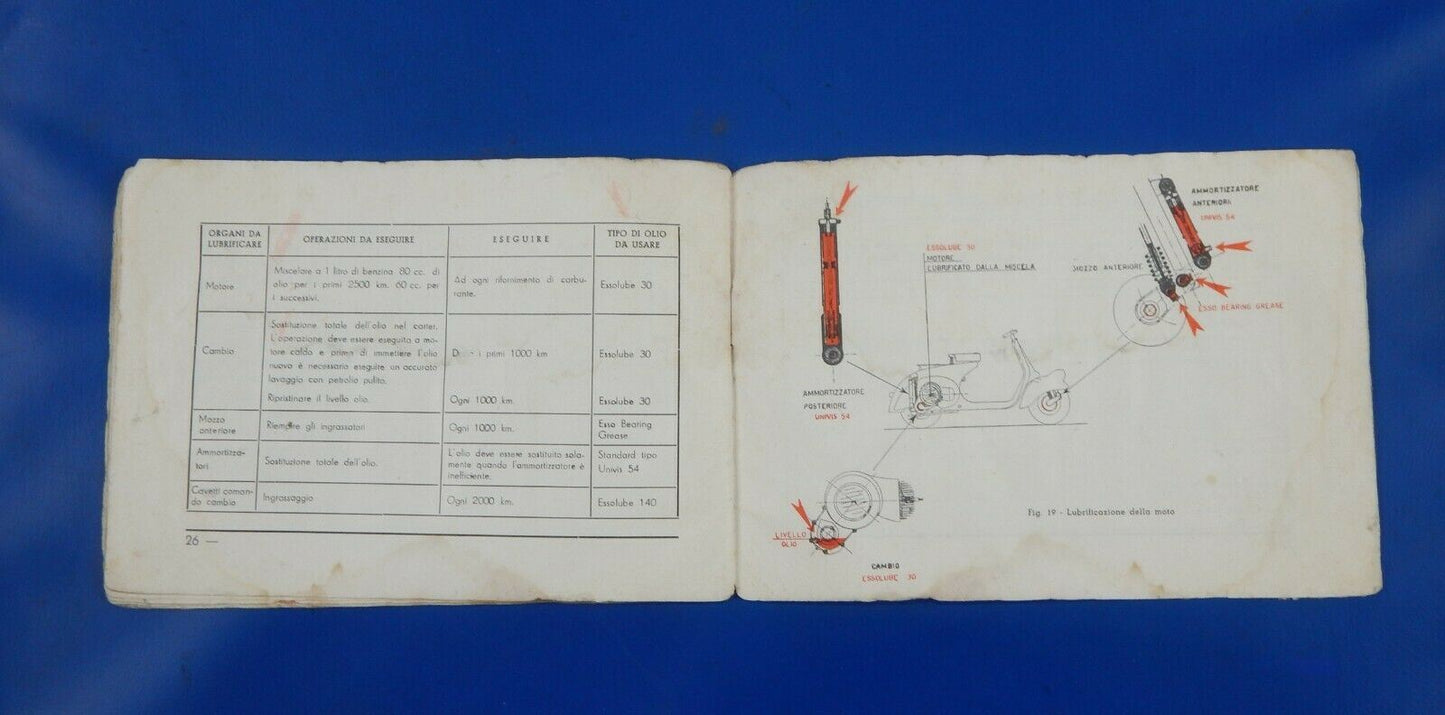 1952 VESPA 125 ORIGINAL USE MAINTENANCE OWNER BOOK MANUAL 6.75"x4.75" VINTAGE - MotoRaider