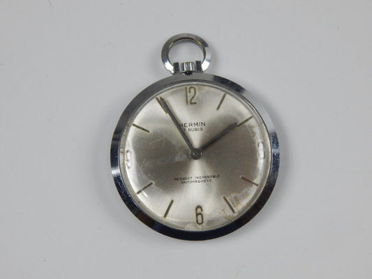 VINTAGE POCKET WATCH HERMIN 17 RUBIS RESSORT INCASSABLE ANTIMAGNETIC D=42m - MotoRaider