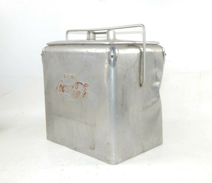 1950's STAINLESS COCA COLA PORTABLE COOLER+TRAY+LID VINTAGE CHEST SODA - MotoRaider